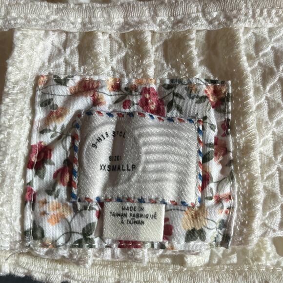 Anthropologie Postmark Blouse XXS Cream Textured Short Sleeve‎ Puff Shoulder - Picture 5 of 9